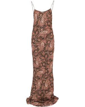 ANDAMANE Ninfea Maxi Slip Dress - Brown