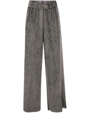 Peserico Wide-Leg Corded Velvet Trousers - Grey