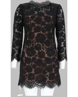 Self-Portrait Inspired Embroidered Mini Dress - Black
