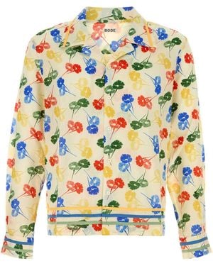 Bode Printed Cotton Flower Stamp Shirt - Multicolor
