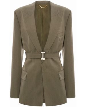 Victoria Beckham Tailored Blazer With Belt - Green