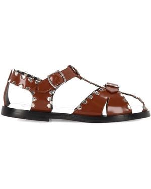 Bally Paisley-Braune Sandalen Aus Kalbsleder