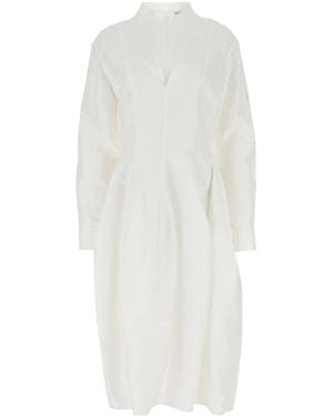 Bottega Veneta Long Sleeve Mini Shirt Dress - White