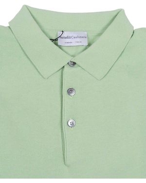 Sette Fili Cashmere Short-Sleeved Polo Shirt With Tubular Hem And Side Slits Cotton M/C - Green