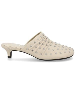 Ash Studded Mules - White