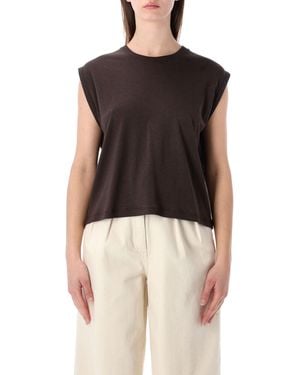 Sessun Sessùn Deedoo Espresso Sleeveless Tencel T-Shirt - Black