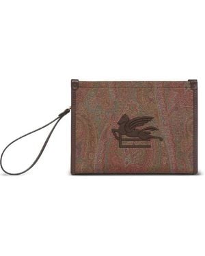Etro Clutch mit Arnika-Pegasus-Stickerei - Braun