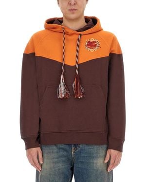 Etro Hooded Sweatshirt With Logo - Brown
