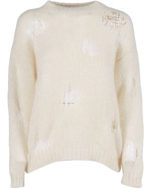 Fabiana Filippi Lightweight Mohair Blend Jumper With Openwork Design - Natural