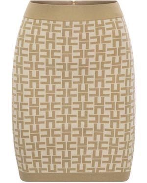 Elisabetta Franchi Butter monogram-strickkleid - Natur
