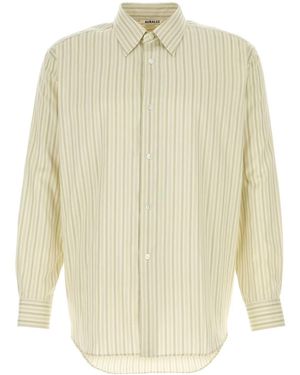 AURALEE Cotton Silk Stripe Shirt - White