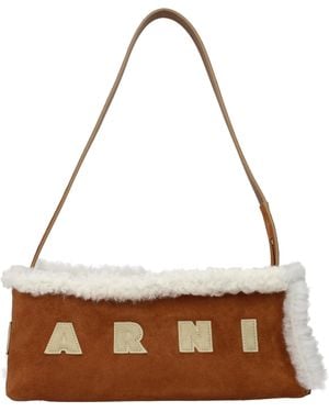 Marni Shoulder Bag Suede - Brown