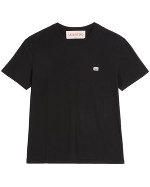 Valentino Schwarzes Logo-Patch T-Shirt Für Männer