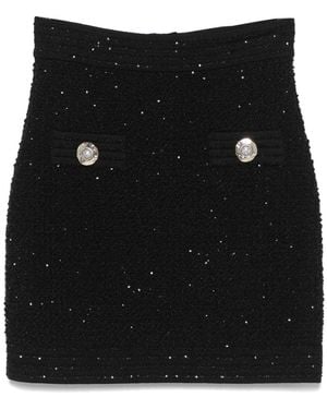 Balmain Tweed Mini Skirt - Black