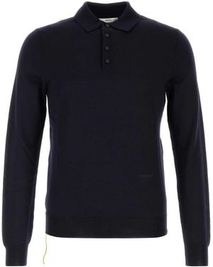 Fendi Midnight Stretch Wool Polo Shirt - Blue