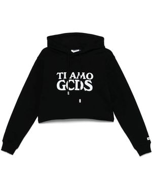 Gcds Sweatshirt With Ti Amo Print And Hood - Black
