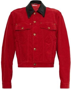 Versace Velvet Denim Jacket - Red
