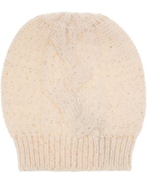 Peserico Wool, Silk And Cashmere Braided Cap - Natural