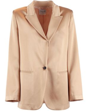 forte_forte Shiny Coat With Satin - Natural