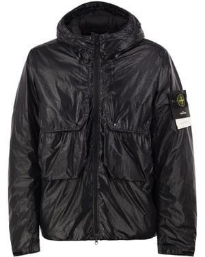 Stone Island Light Nylon 3L Tc Padded Hooded Jacket - Black