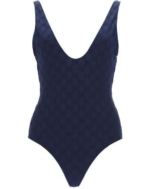 Gucci "Gg" Weave One Piece Swimsuit - Blue