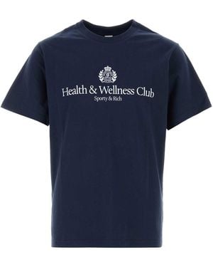 Sporty & Rich Logo-Print Cotton T-Shirt - Blue