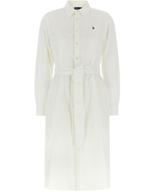 Polo Ralph Lauren Logo Stickerei Chemierter Kleid - Weiß