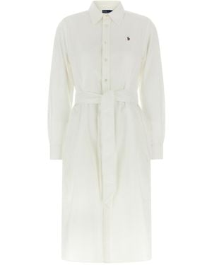 Polo Ralph Lauren Logo-Embroidered Linen Shirtdress - White