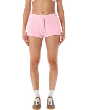Sporty & Rich Short Velour Crystal Shorts - Pink