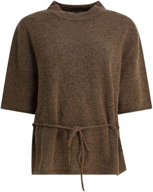 UMARMUNG Rundhalspullover aus warmer Wollmischung - Braun