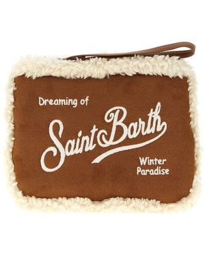 MC2 Saint Barth 'Aline Shearling' Clutch - Braun