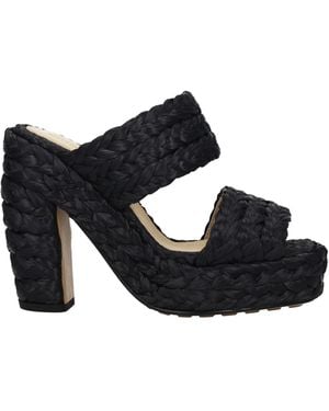 Bottega Veneta Canalazzo Raffia Mules - Black