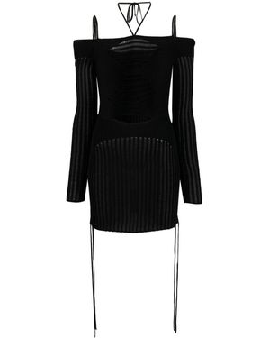 ANDREA ADAMO Strickte gerippte Minikleid - Schwarz
