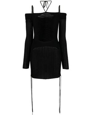 ANDREA ADAMO Strickte gerippte Minikleid - Schwarz