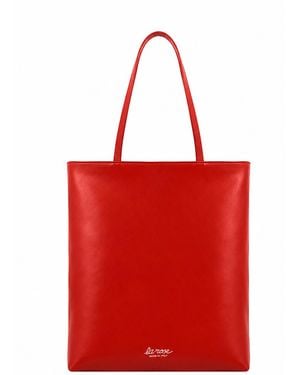LA ROSE Leather Tote Bag - Red