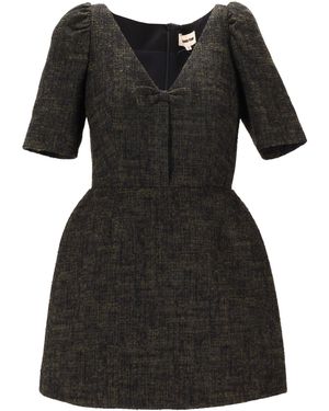 ShuShu/Tong Kleid mit V-Ausschnitt, Schleife und mittellangen Ärmeln - Schwarz