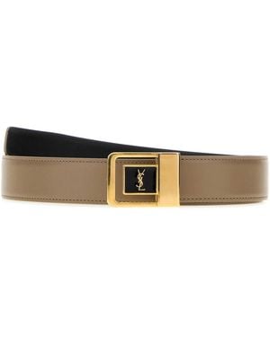 Saint Laurent Logo Buckle Belt - White