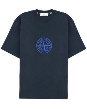 Stone Island T Shirt Con Logo - Blue