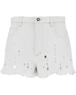 Isabel Marant Shorts With Frayed Hem And Cutouts - White