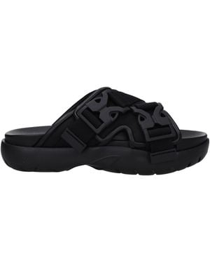 Bottega Veneta Webbing-Trimmed Rubber Sandals - Black