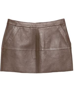 P.A.R.O.S.H. Leather Mini Skirt - Brown