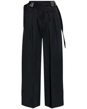 The Attico Pantalón Largo Gabardina De Lana - Negro