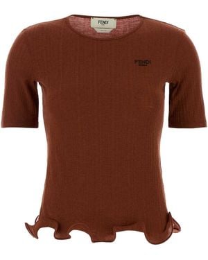 Fendi Brick Wool Top - Brown
