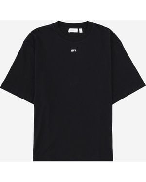Off-White c/o Virgil Abloh T-Shirt aus cremefarbener Baumwolle mit Logo - Schwarz