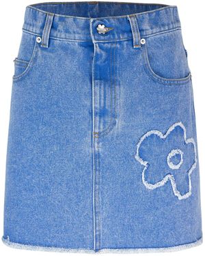 Marni Minigonna In Denim Con Patch - Blauw