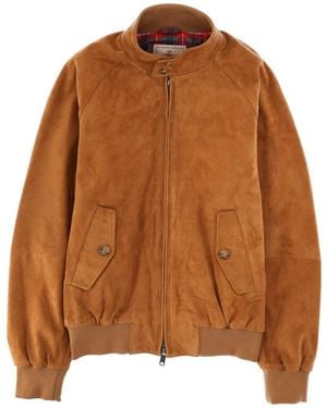 Baracuta Leather G9 Jacket With High Collar - Brown