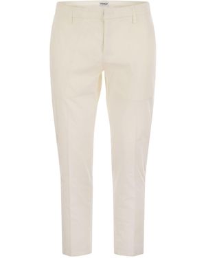 Dondup Alfredo Slim Fit Cotton Trousers - Natural