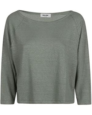 Base London Linen Boat Neck Sweater - Gray