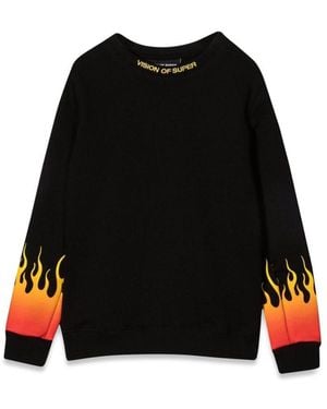 Vision Of Super Crewneck With Shaded Flames - Black