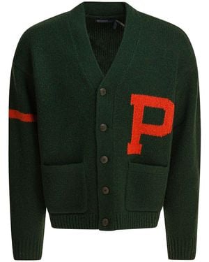 Polo Ralph Lauren V Neck Cardigan With Logo - Green